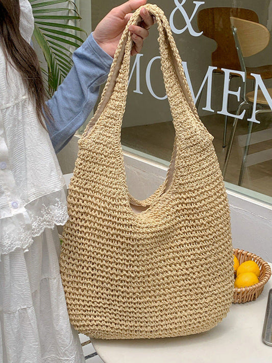 Straw Woven Bag Shoulder Bag New Tote Bag Large Capacity Casual Handheld Woven Bag