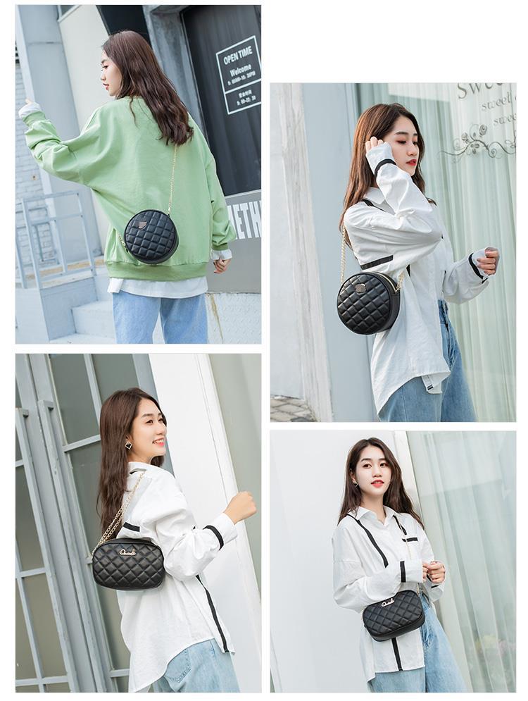 Fashion rhombus embroidered square bag 2024 spring and summer New Fashion Net red small square bag round bag shoulder crossbody women's bag